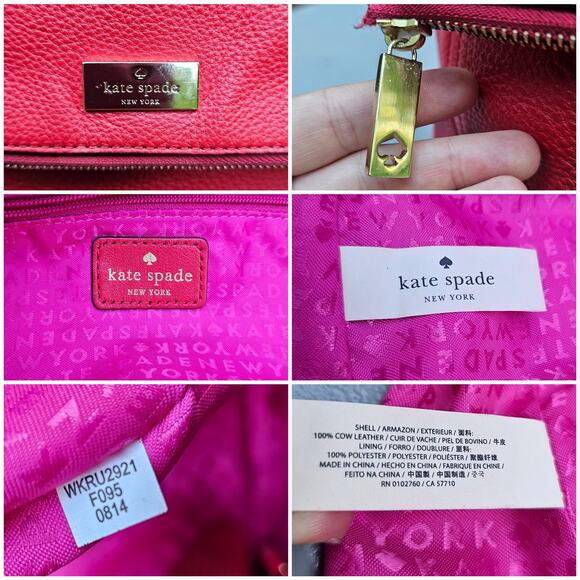 Foldover Flap Bag Kate Spade Highland Place Maria Purse Red Pebbled Leather Gold - Picture 5 of 13